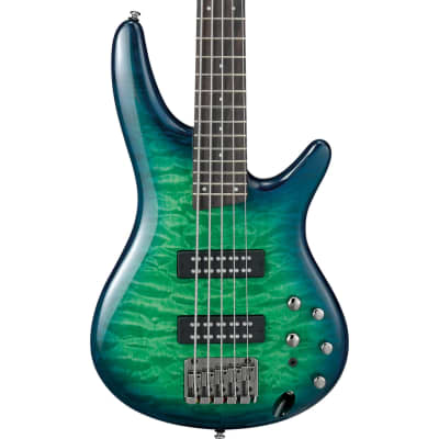 Ibanez SR405EQMSLG 5-String Quilted Maple Electric Bass - Surreal Blue Burst Gloss image 3
