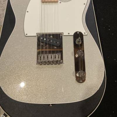 Reverend Eastsider TE Pete Anderson Tone Shop Exclusive 2024ish - Gloss Silver Sparkle with Hard Shell Reverend case. image 2