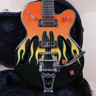 Epiphone Flamekat Semi-Hollow Body Guitar 2001 Flame Graphic MIK w/ OHSC for sale