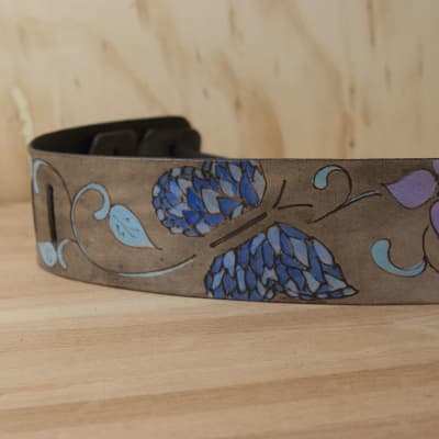 Guitar Strap - Sue pattern with Butterflies by Moxie & Oliver - Custom Inscription image 3