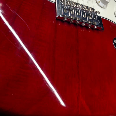 Glenn Burton Strat Type Double Cut See Through Red Guitar With New Fret Work. image 13