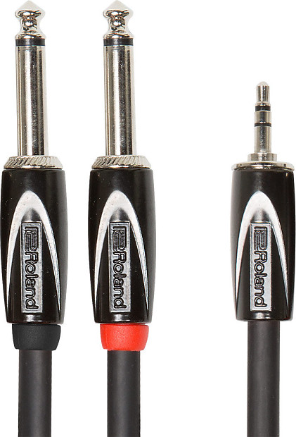 Roland  RCC-15-3528 Black Series 1/8" TRS Plug to Two 1/4" Plugs Interconnect Y-Cable (15') image 1