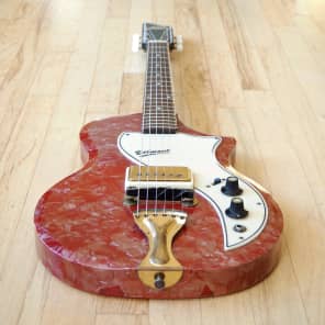 1959 Supro Belmont 1570 Vintage Electric Guitar Maroon Pearloid MOTS Valco USA image 11