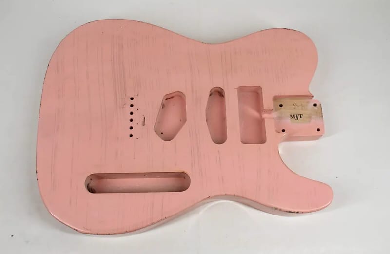 MJT Official Custom Vintage Aged Nitro Guitar Body VTT Shell Pink