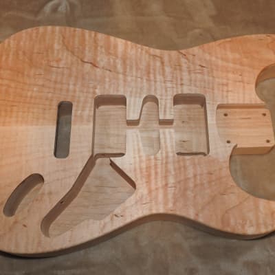 Unfinished Stratocaster Body Book Matched Figured Flame Maple Top 2 Piece Alder Back Chambered, Standard Tele Pickup Routes 3lbs 8.3oz! image 16