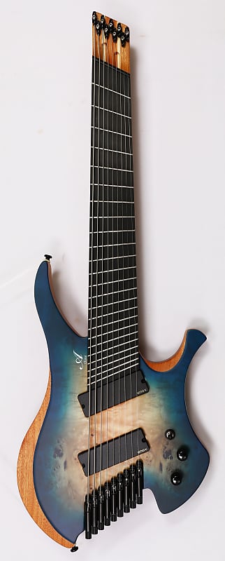 AGILE 9 String Fan Fret headless Electric Guitar CHIRAL PARALLAX 92528 RL  EMGX SS Oceanburst NatBurl