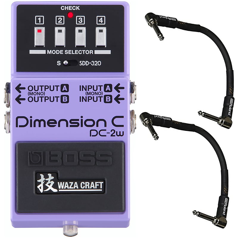 Boss DC-2W Dimension C Waza Guitar Pedal & Roland Black Series 6 inch Patch Cables image 1