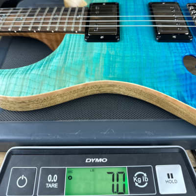 PRS Wood Library Custom 24 Semi-Hollow Flame Maple 10 Top, Korina Back, Torrified Maple Neck, Ziricote FB - Blue Fade 391867 image 13