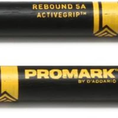 6 PACK Promark ActiveGrip Rebound 5A Drumsticks, Acorn Tip, Black, R5AAG-6