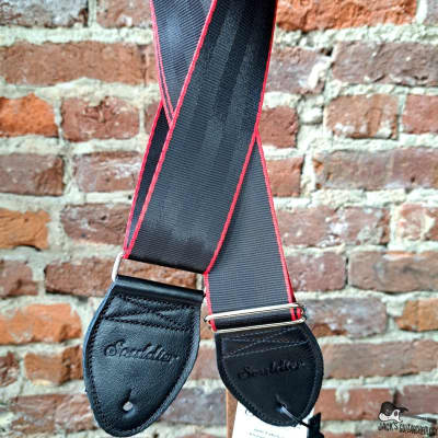 Souldier Edge Stripe Seatbelt Guitar Strap - Red on Black image 1