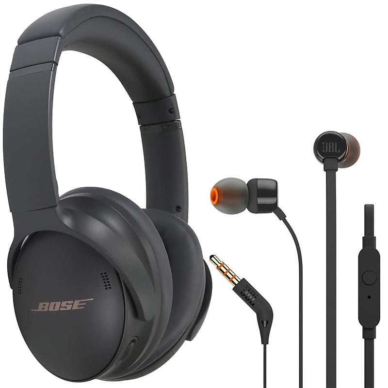 Bose QuietComfort 45 Noise-Canceling Wireless Over-Ear Headphones (Limited  Edition, Eclipse Gray) + JBL T110 in Ear Headphones Black