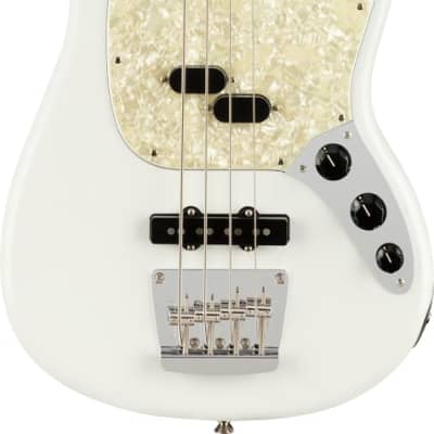 Fender American Performer Mustang Bass. Rosewood FB, Arctic White image 1