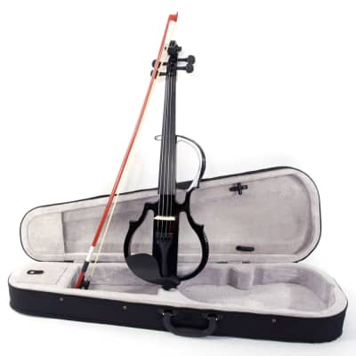 4/4 Electric Silent Violin Case Bow Rosin Headphone Connecting Line V-0 2020s Black image 7