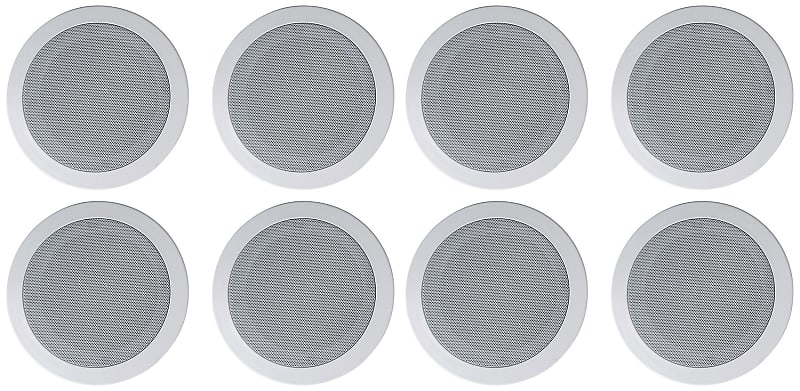 8 Rockville HC55-16 White 5.25&quot; 300 Watt In-Ceiling Home Theater Speakers 16 Ohm  			