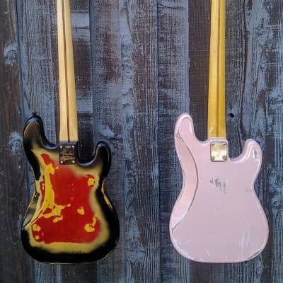 READ!!! 2-4-1 - FENDER - Precision Bass(es) Lefty - 1977 - Burst - Heavy Relic/Shell Pink image 4