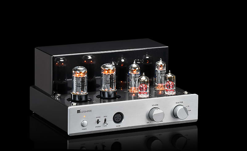 Muzishare X3T Tube Amplifier, Class A Single Ended,Bluetooth Input,Balanced or 6.35mm TRS Headphone Output,Tubes EL84x2, AC115 and AC230 Switchable  			