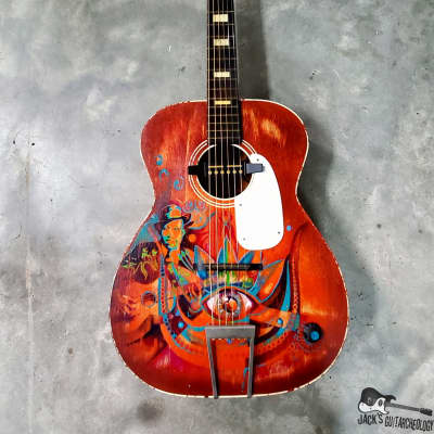 Silvertone H-615 "Robert Johnson" Acoustic Guitar w/ Goldfoil Pickup (1960s, Art by Michael Bond) image 10