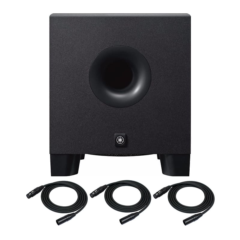 Yamaha HS8S 150 Watt Professional Powered Subwoofer Black with XLR Cables Bundle  			