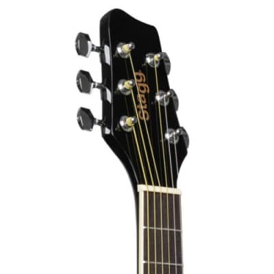 Stagg SA20D 1/2 Bk Dreadnought 1/2 Size Basswood Top Nato Neck 6-String Acoustic Guitar image 4