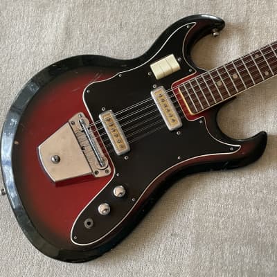 Vintage 1960’s Unbranded Teisco 12 String Electric Guitar Goldfoil Pickups Redburst MIJ Japan Kawai Bison Rare Possibly Early Ibanez image 1