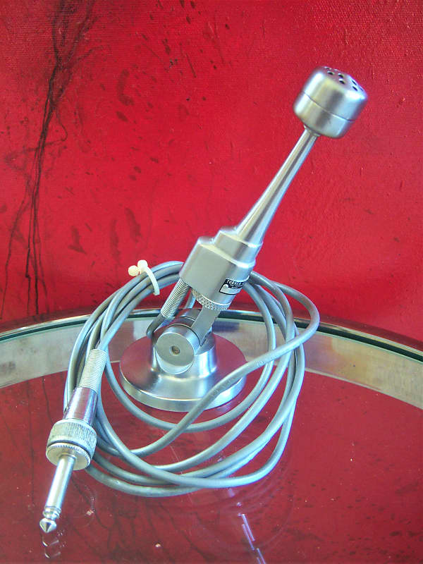 Vintage 1950's Turner 80X crystal microphone Satin Chrome w cable and stand image 1