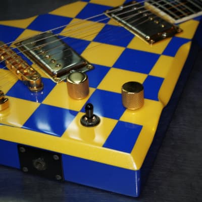 Robin Wedge 1987 Custom.  One of a kind.  Blue Yellow Checkerboard finish. Plays great. Rare. Cool+ image 14