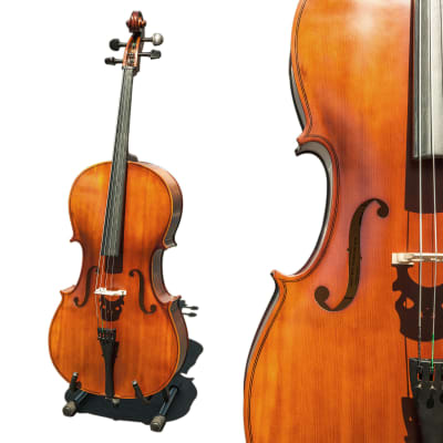 Paititi CE3005PE Scholar 256 Ebony Fitted Matte Finish Solid Wood Cello with Case and Bow 1/2 Size image 3