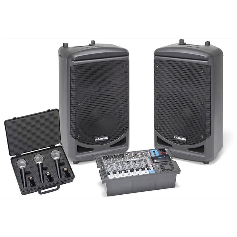 Samson XP1000 Portable Bluetooth PA System, With Free Samson R21 Microphone and MC18 XLR Pack image 1