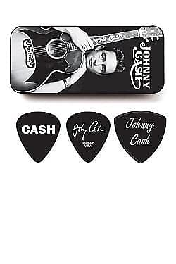 Dunlop Johnny Cash Collectible Guitar Picks in Tin 6 picks Silver Memphis Medium image 1