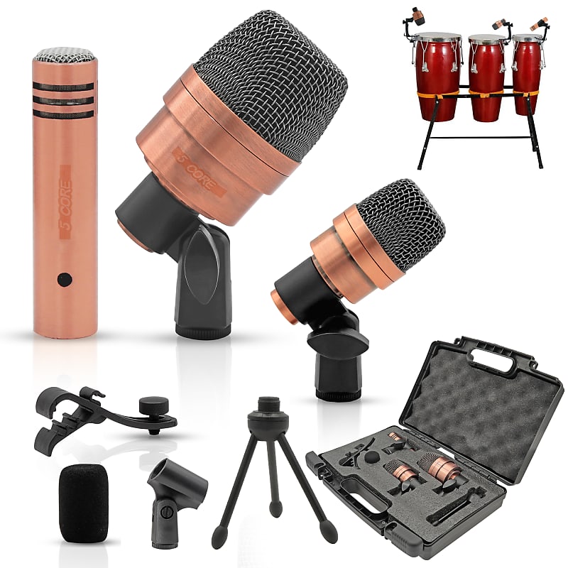 5 Core Conga Mic Set with Tom Snare Condenser Microphone Reverb