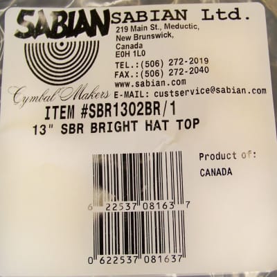 Sabian SBR 13" Bright Hi Hat Cymbals/Model #SBR1302BR/New image 5