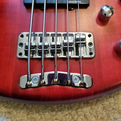 Warwick Fortress One 5 string fretless bass 1994 Burgundy Red Transparent image 11