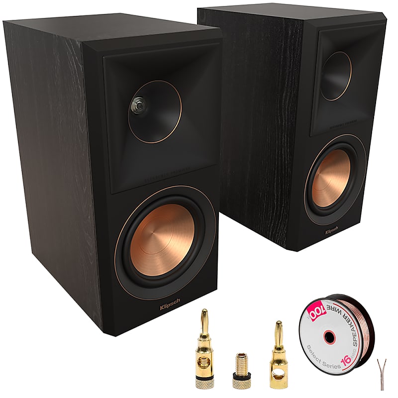 Klipsch RP-500M II Bookshelf Speakers Ebony (Pair) +Deco Gear Wire +Banana Plugs  			