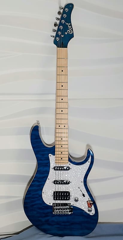 Cort G250DX Trans Blue Double Cutaway American Basswood Body Maple Neck 6-String Electric Guitar image 1