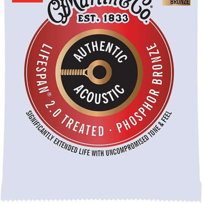 Martin Strings MA540T Authentic Acoustic Lifespan Phosphor Bronze Guitar Strings Light - 12-54 image 1