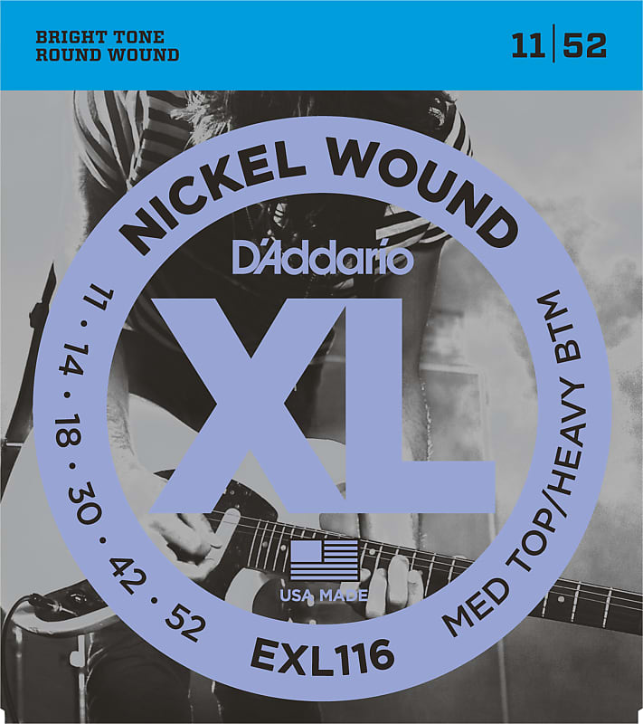 1 Set D'Addario EXL116 Nickel Wound Guitar Strings Medium Top Heavy Bottom 11-52 image 1