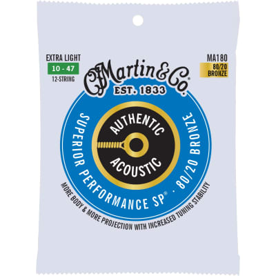 Martin MA180 Authentic Acoustic SP® Strings, Phosphor Bronze, Extra Light 12-String image 1