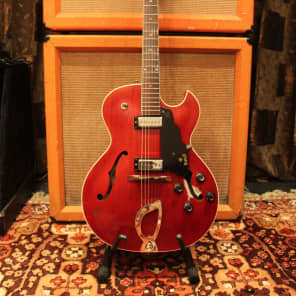 Vintage 1964 Guild 'Slim Jim' T100 D Starfire Cherry Semi Hollow Electric Guitar image 2