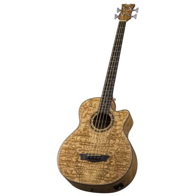Dean Exotica Quilt Ash Acoustic/Electric Bass, DMT Preamp, Natural, EQABA GN image 9