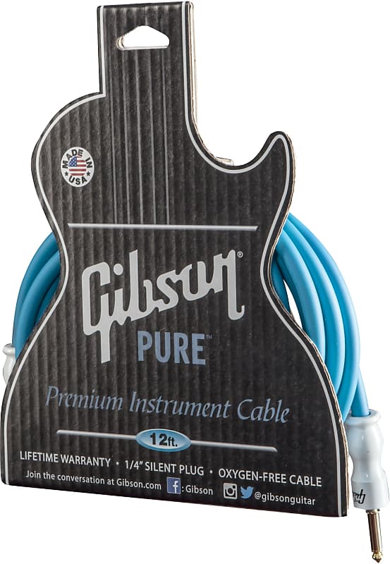 Gibson 12 ft Pure Premium Guitar Instrument Cable Blue | Reverb