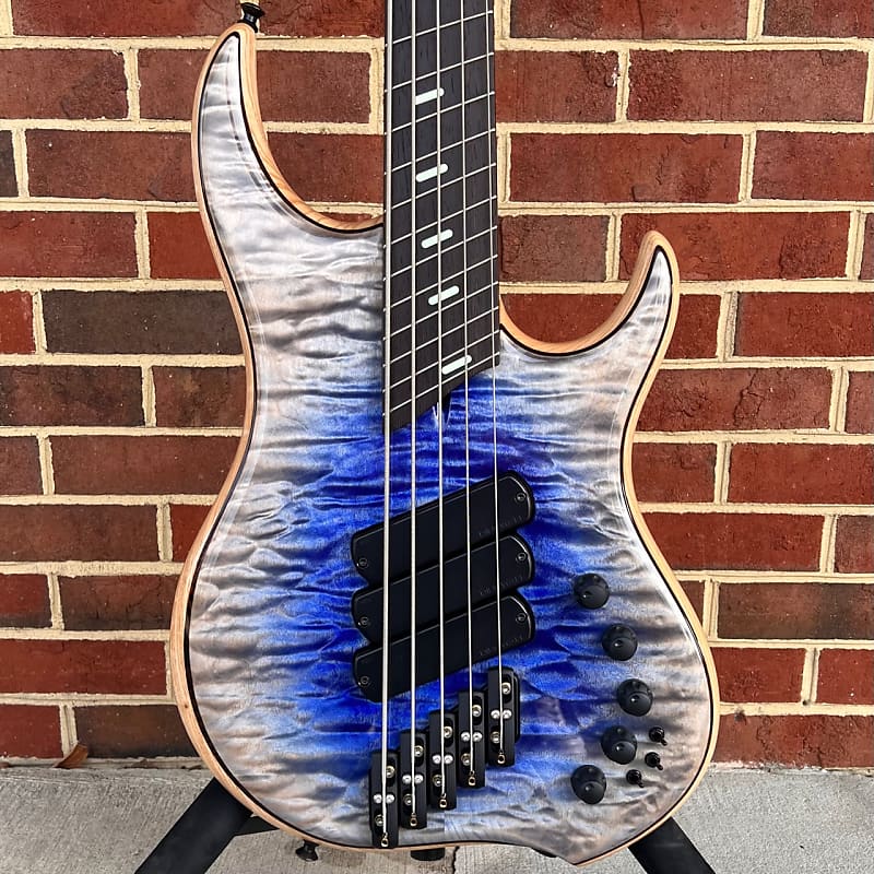 Dingwall Z3 5-String, Blue to Ashes Reverseburst, Quilted Maple X-Top,  Wenge Contrast Layer, Dual Density Swamp Ash Body, Wenge Neck & Fretboard,  