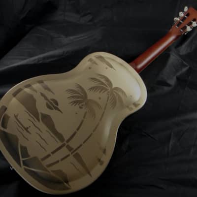 Duolian Resonator Guitar - 'Antique' Brass Hawaiian Islander Body image 9