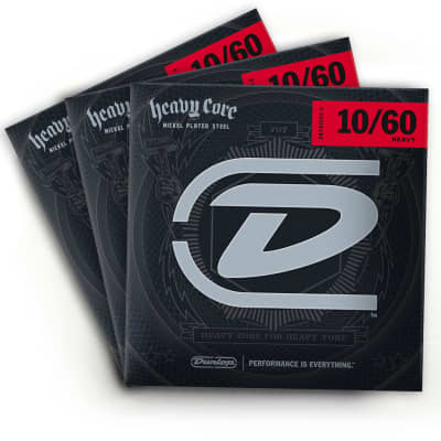3 Pack | Dunlop Heavy Core Nickel Wound Heavy FAT Bottom Guitar Strings (10-60) image 2