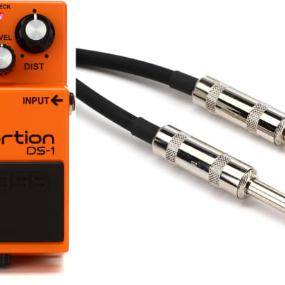 Boss DS-1 Distortion Pedal  Bundle with RapcoHorizon G4-3 Straight to Straight Instrument Cable - 3 foot image 1