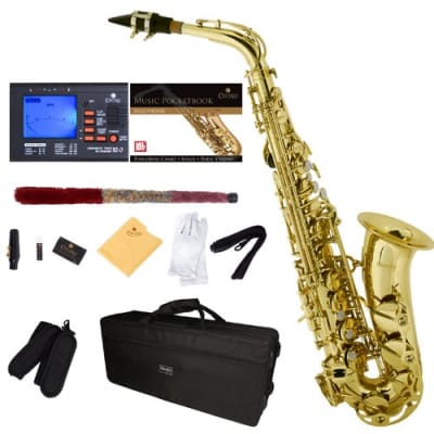 Mendini by Cecilio MAS-L+92D+PB Gold Lacquer E Flat Alto Saxophone