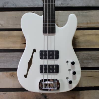 Used (2023) G&L ASAT Semi-Hollowbody 4-String Fretless Bass Pearl White with Hardshell Case for sale