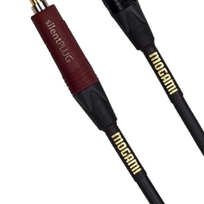 Mogami Gold INST Silent S-18R Guitar Instrument Cable, 1/4" TS Male Plugs, Gold Contacts, Straight silentPLUG to Right Angle Connectors, 18 Foot