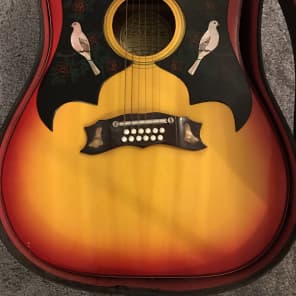 RARE lawsuit Double Dove 12 String 1960s Vintage clone of Gibson Dove Special 1960s Cherry Sunburst image 2