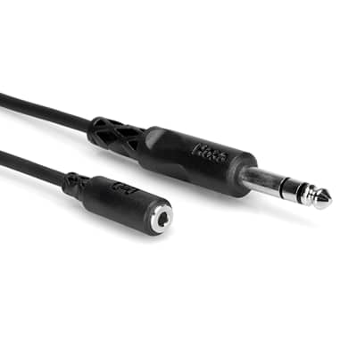 Hosa MHE-310 Stereo Headphone Adaptor Cable, 3.5 mm TRS to 1/4 in TRS - 10 ft image 1