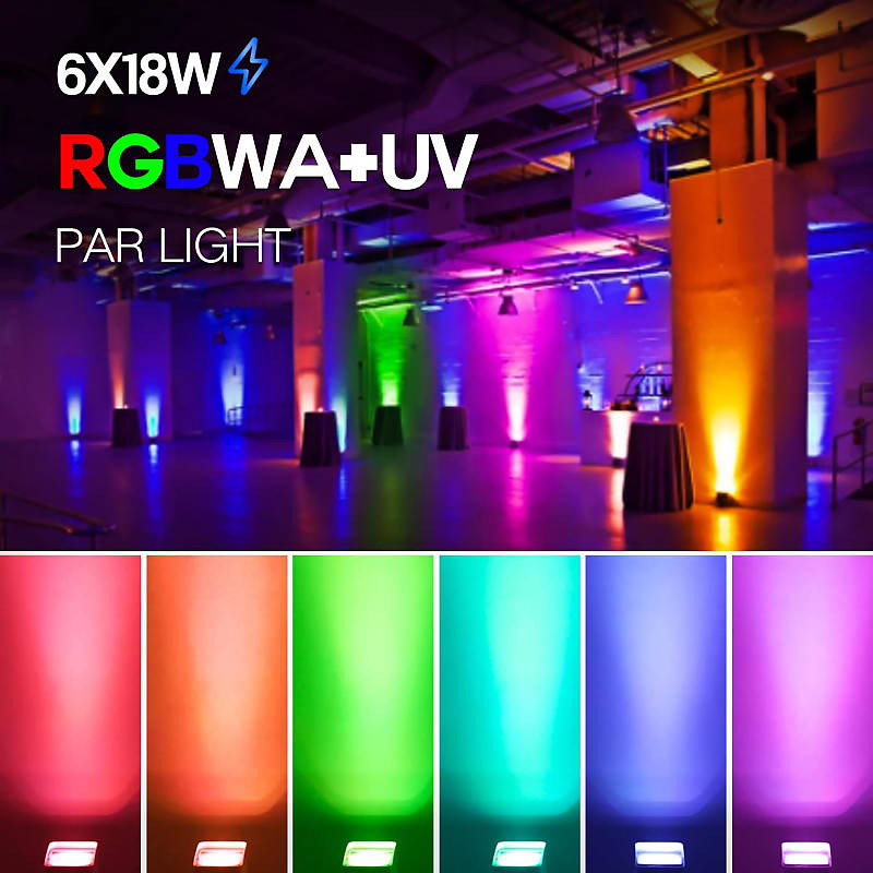 Wireless Par Light 6X18W Rgbwa+Uv Wireless Stage Light With Wifi